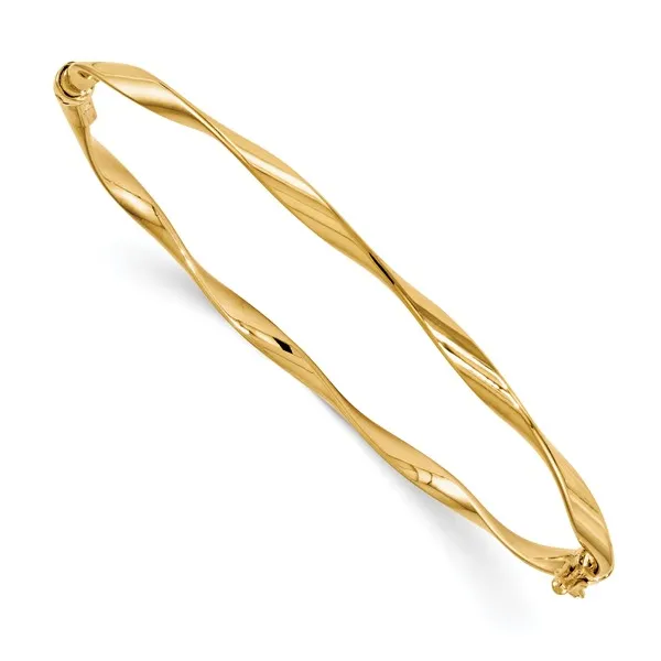 14k Yellow Gold Polished Twisted Hinged Bangle Conti Jewelers Endwell, NY