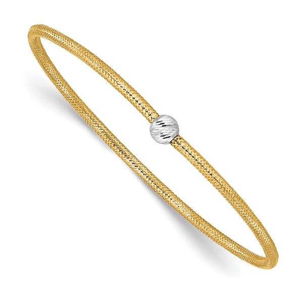 Two Tone Bead Stretch Bracelet in 14k Gold Conti Jewelers Endwell, NY