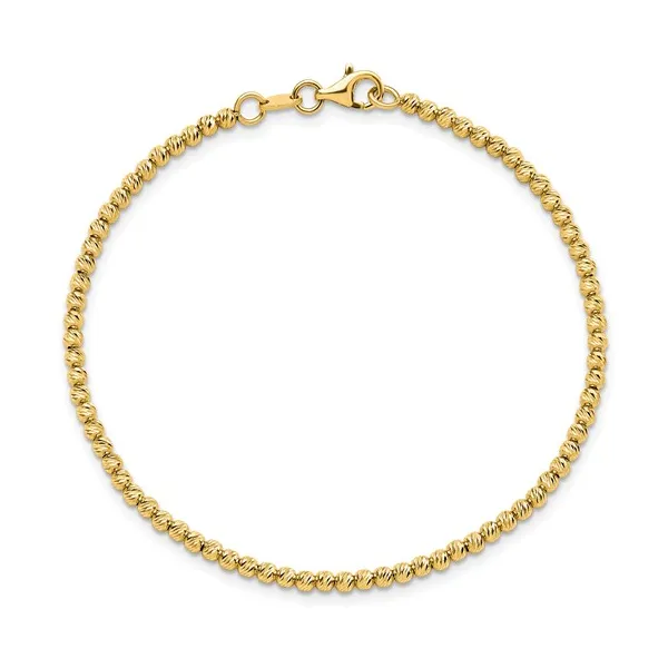 14k Yellow Gold Diamond-Cut Beaded Bracelet Image 2 Conti Jewelers Endwell, NY