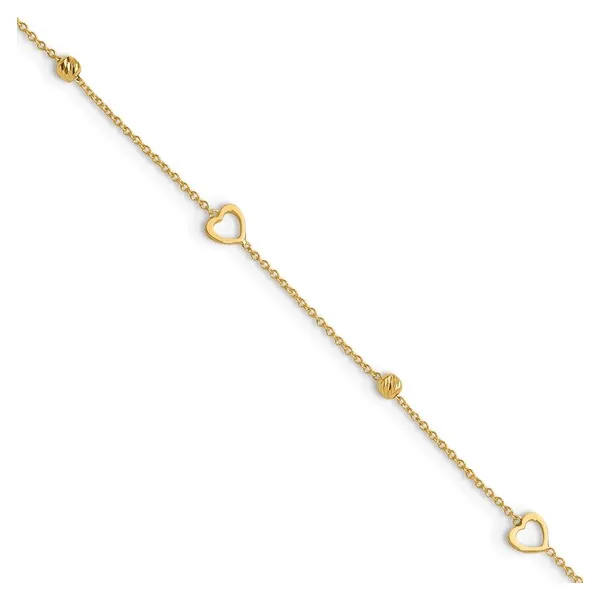 Diamond-Cut Heart Link Anklet in 10k Yellow Gold Conti Jewelers Endwell, NY