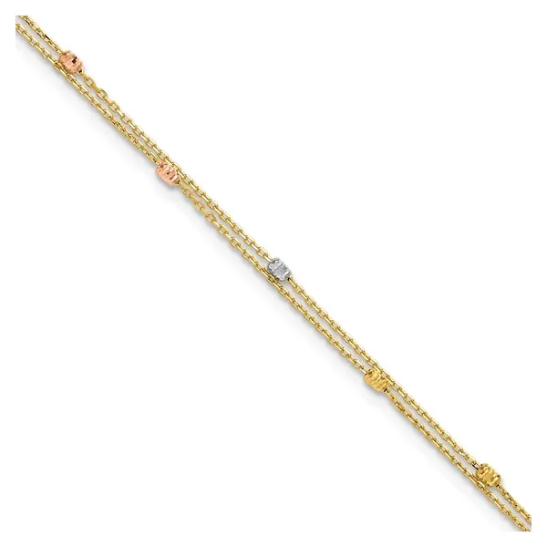 Diamond-Cut 2-Strand Anklet in 14k Tri-Color Gold Conti Jewelers Endwell, NY
