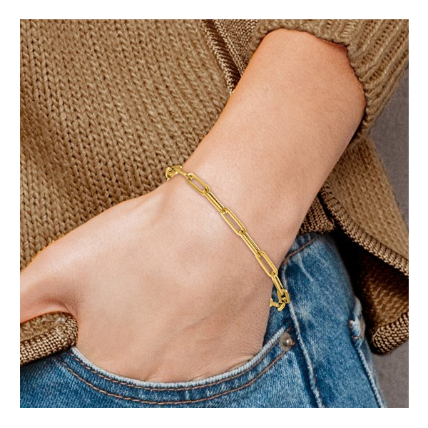 Paperclip Chain Bracelet in 14k Yellow Gold, 8" Image 3 Conti Jewelers Endwell, NY