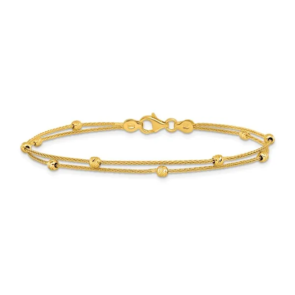 Double-Stranded Beaded Station Bracelet in 14k Yellow Gold Conti Jewelers Endwell, NY