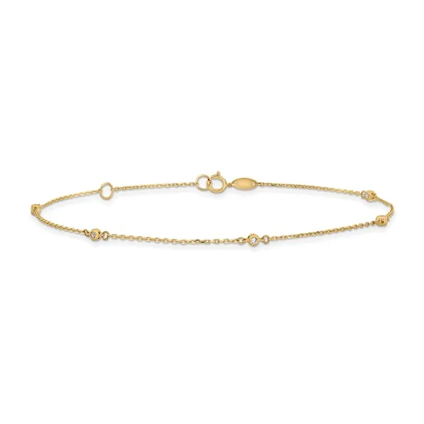 Cubic Zirconia Station Anklet in 14k Yellow Gold Image 2 Conti Jewelers Endwell, NY