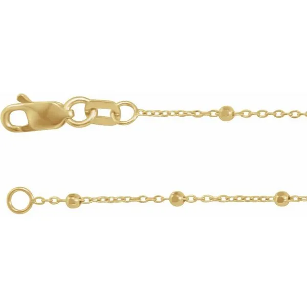 Dainty Faceted Beaded Cable Chain Bracelet in 14k Yellow Gold Conti Jewelers Endwell, NY