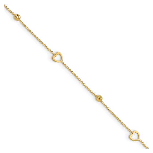 Diamond-Cut Heart Link Anklet in 10k Yellow Gold Conti Jewelers Endwell, NY