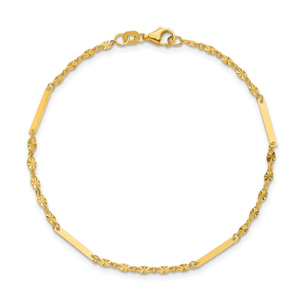 14k YG Diamond Cut Link Bracelet 7in Conti Jewelers Endwell, NY