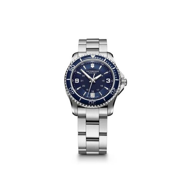 Maverick Small with Blue Bezel and Stainless Steel Bracelet Conti Jewelers Endwell, NY