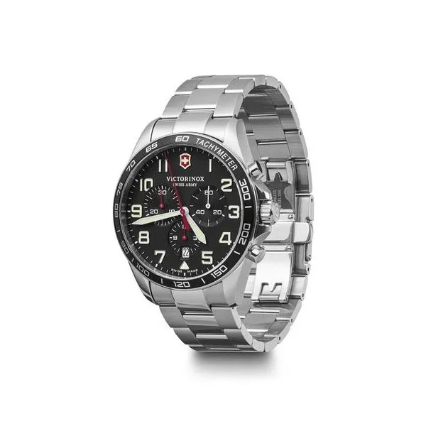 Fieldforce Chrono in Black with Stainless Steel Bracelet Image 2 Conti Jewelers Endwell, NY