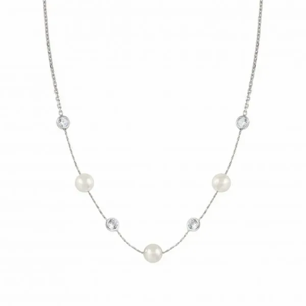 Ladies Bella White Synthetic Cubic Zirconia Swarovski Pearl Necklace Conti Jewelers Endwell, NY