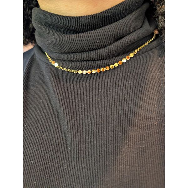 Mirror Disc Chain in Sterling Silver and Yellow Gold 18