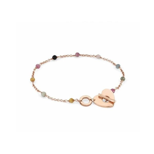 Mon Amour Heart & Gemstones Bracelet plated in 22k Rose Gold Conti Jewelers Endwell, NY