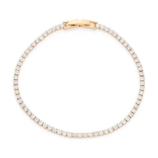 Yellow Gold Plated Crystal Single Row Bracelet Conti Jewelers Endwell, NY