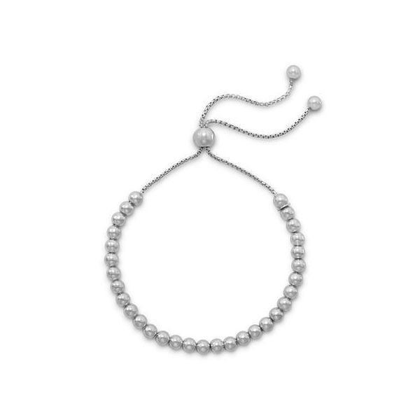 Rhodium Plated Round Bead Bolo Bracelet Conti Jewelers Endwell, NY