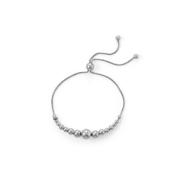 Rhodium Plated Graduated Bead Bolo Bracelet Conti Jewelers Endwell, NY