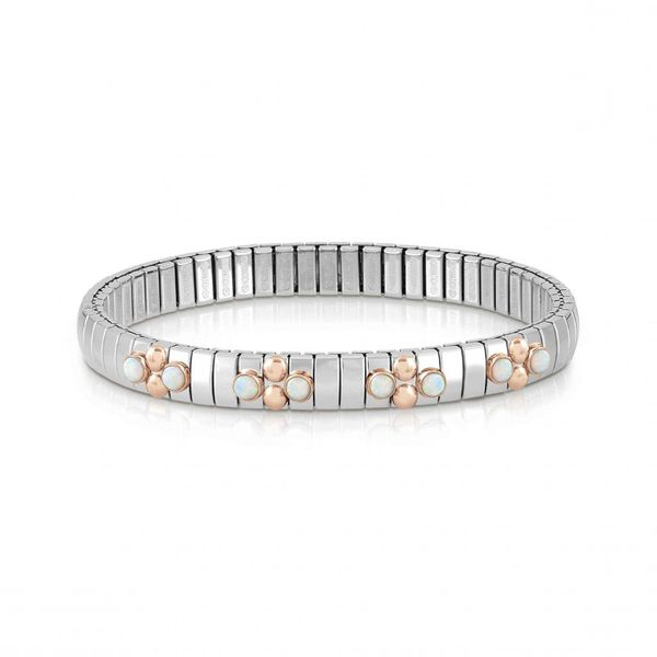 Extension Bracelet with 4 Meshes of Stones in Stainless Steel & Rose Gold Conti Jewelers Endwell, NY