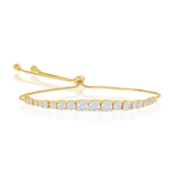 Sterling Silver Round Graduating CZ Bolo Tennis Bracelet - Gold Plated Conti Jewelers Endwell, NY