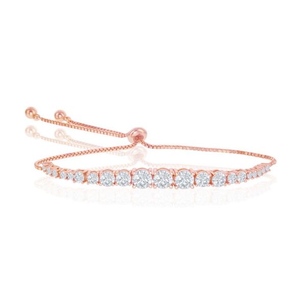 Sterling Silver Round Graduating CZ Bolo Tennis Bracelet - Rose Gold Plated Conti Jewelers Endwell, NY