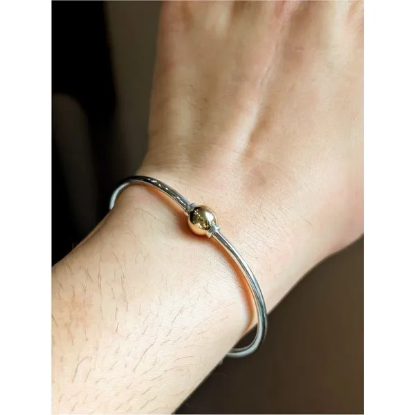 Cape Cod Bangle Bracelet in Sterling Silver and Yellow Gold, 7.5