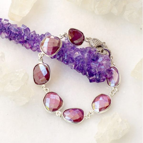 Ruby Moonstone Rock Candy Bracelet in Silver Image 3 Conti Jewelers Endwell, NY