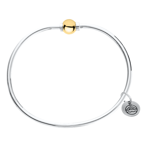 Cape Cod Bangle Bracelet in Sterling Silver and Yellow Gold, 7.5