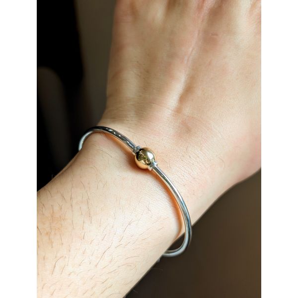 Cape Cod Bangle Bracelet in Sterling Silver and Yellow Gold, 7.5" Image 2 Conti Jewelers Endwell, NY