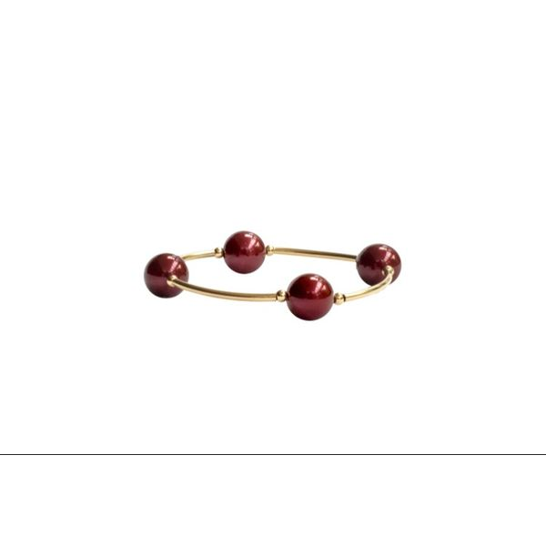 Cranberry Pearl Blessing Bracelet with Gold Links Conti Jewelers Endwell, NY