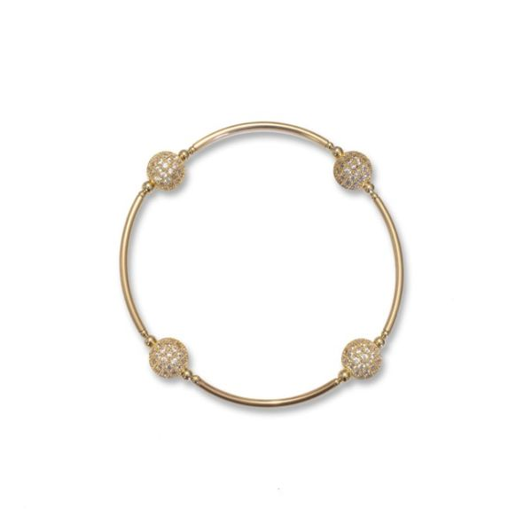 Smaller Bead Gold Pave Blessing Bracelet with Gold Links Conti Jewelers Endwell, NY