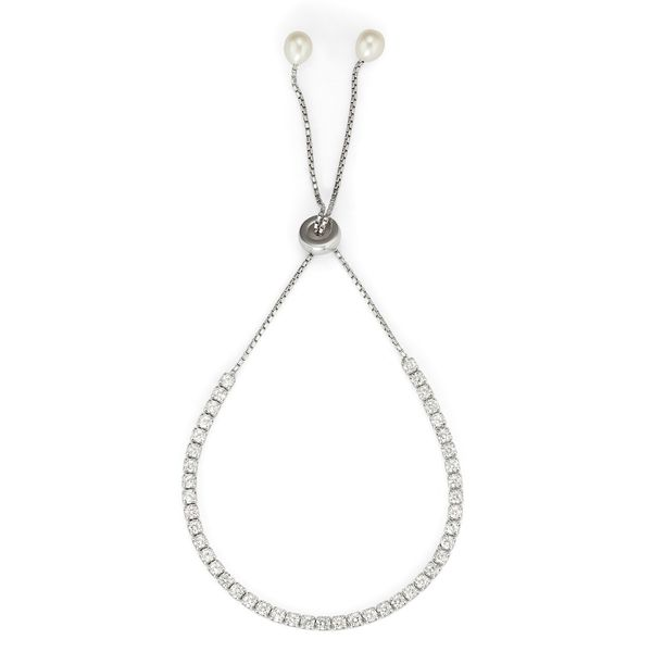 CZ Drawstring Tennis Bracelet with Freshwater Pearls in Sterling Silver Conti Jewelers Endwell, NY