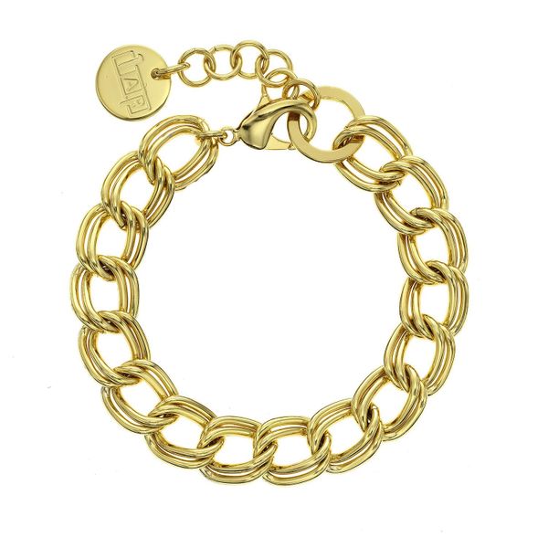 Double Twisted Link Bracelet in 18k Yellow Gold Plated Sterling Silver Conti Jewelers Endwell, NY