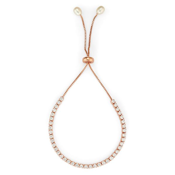 CZ Drawstring Tennis Bracelet with Freshwater Pearls in Rose Gold Conti Jewelers Endwell, NY
