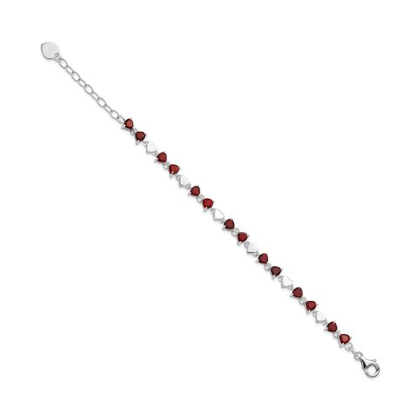 Sterling Silver Garnet and Heart with 1