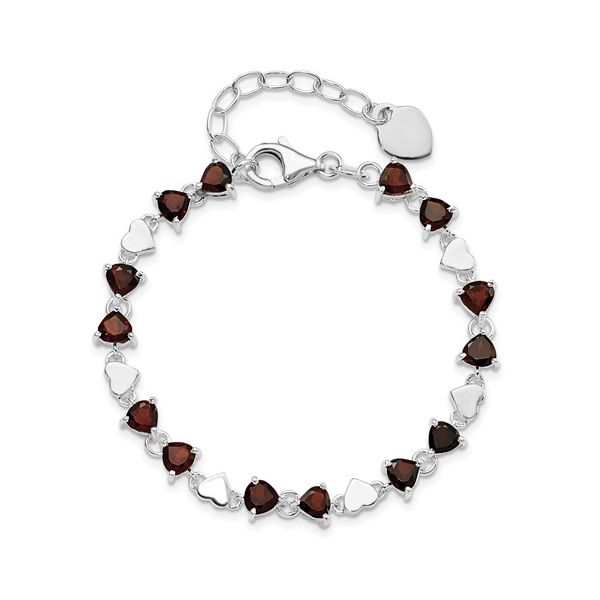 Sterling Silver Garnet and Heart with 1