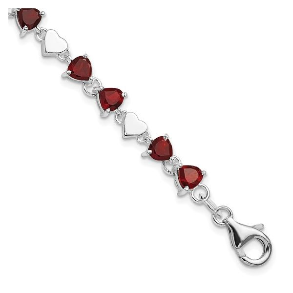 Sterling Silver Garnet and Heart with 1