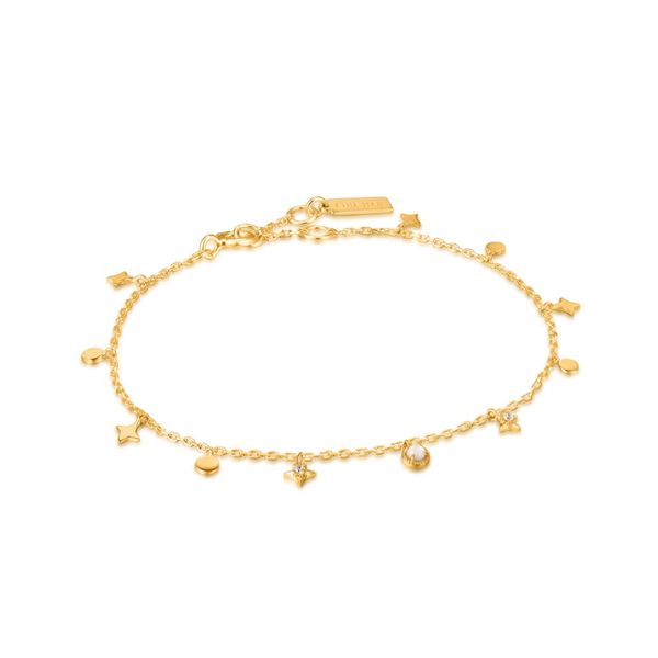 Gold Star Mother of Pearl Drop Anklet Conti Jewelers Endwell, NY