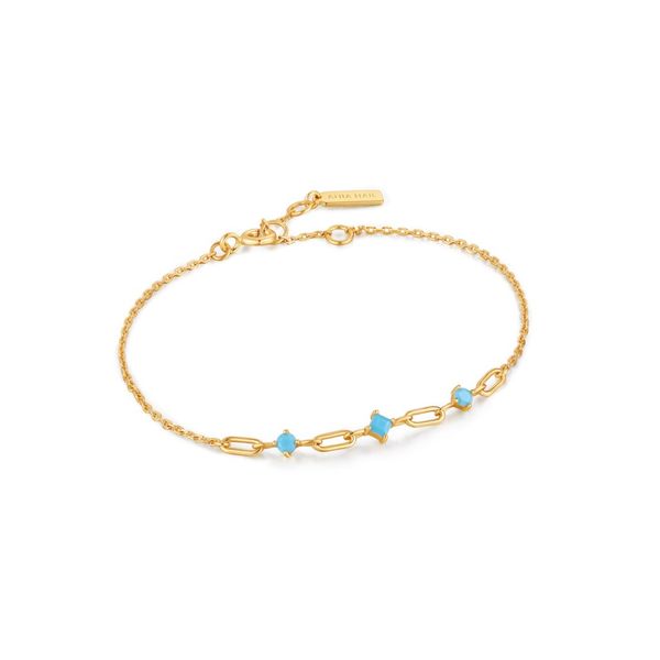 Gold Turquoise Link Bracelet Conti Jewelers Endwell, NY