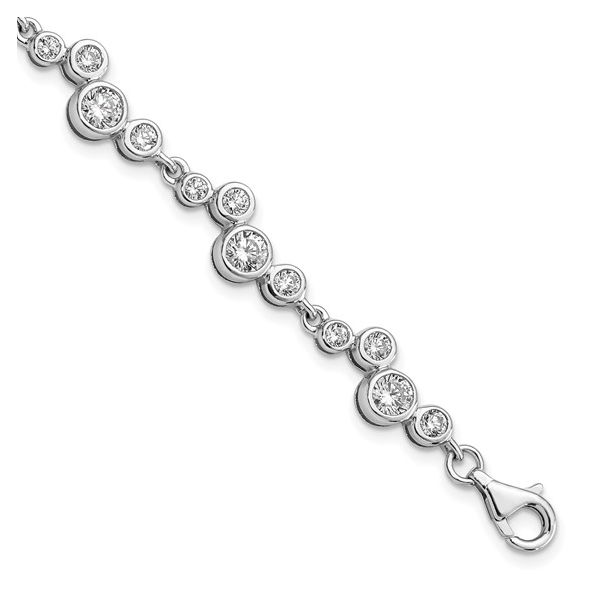 Cubic Zirconia Bezel Set Tennis Bracelet in Sterling Silver Conti Jewelers Endwell, NY