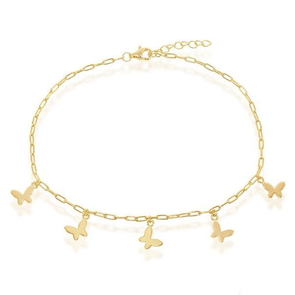 Butterfly Charms Paperclip Anklet in Gold Conti Jewelers Endwell, NY