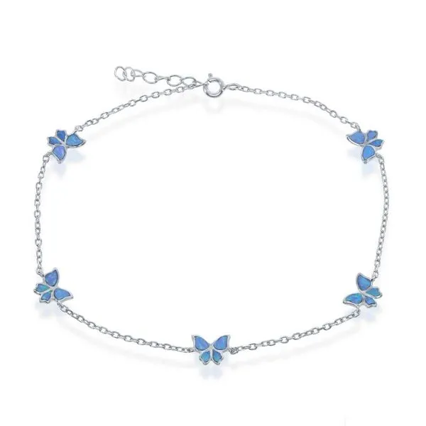 Sterling Silver Blue Opal Butterfly Anklet Conti Jewelers Endwell, NY