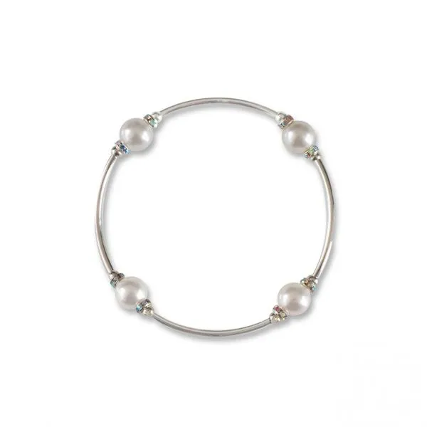 Crystal White Pearl Blessing Bracelet in Sterling Silver Conti Jewelers Endwell, NY