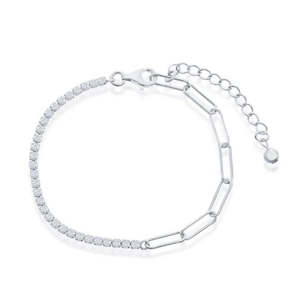 Tennis & Paperclip Bracelet in Sterling Silver Image 2 Conti Jewelers Endwell, NY