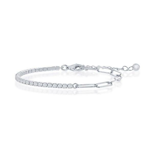 Tennis & Paperclip Bracelet in Sterling Silver Conti Jewelers Endwell, NY