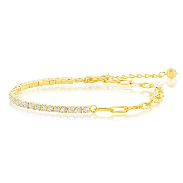 Tennis & Paperclip Bracelet in Yellow Gold Conti Jewelers Endwell, NY