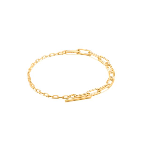 Gold Mixed Link T-bar Bracelet Conti Jewelers Endwell, NY