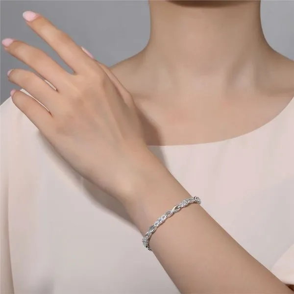 3-Stone Infinity Alternating Bracelet in Sterling Silver Image 2 Conti Jewelers Endwell, NY