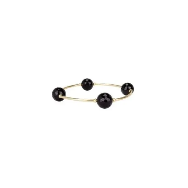 Faceted Onyx Blessing Bracelet with Gold Links Conti Jewelers Endwell, NY