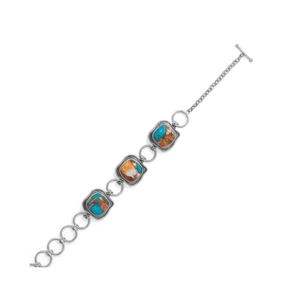 Spiny Oyster and Turquoise Toggle Bracelet Conti Jewelers Endwell, NY