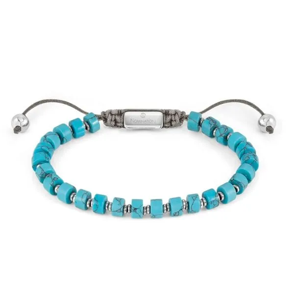 Men's Turquoise & Stainless Steel Adjustable Bracelet Conti Jewelers Endwell, NY