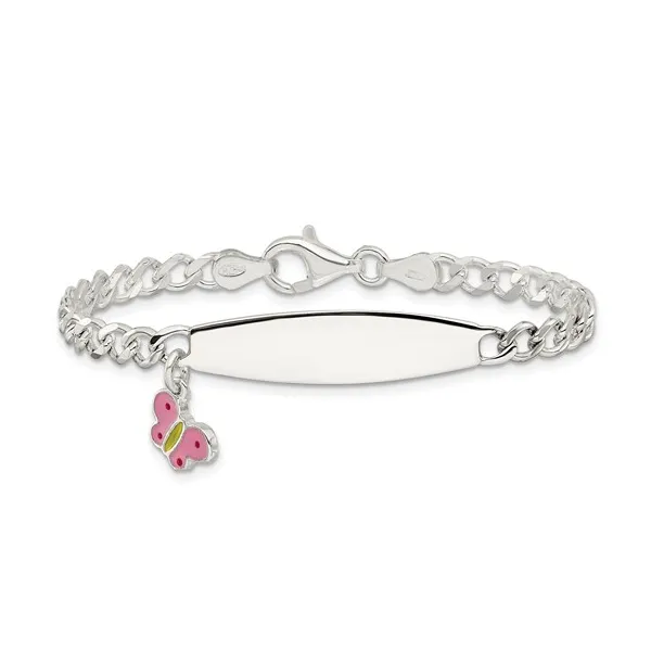 Enameled Butterfly Children's ID Bracelet in Sterling Silver Image 2 Conti Jewelers Endwell, NY