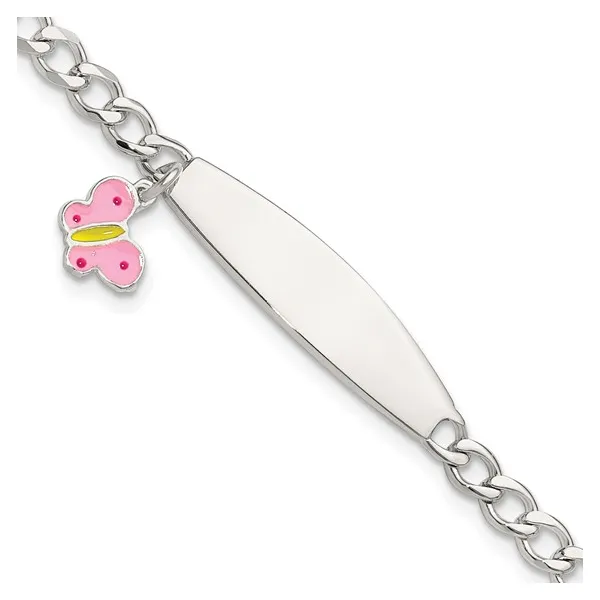 Enameled Butterfly Children's ID Bracelet in Sterling Silver Conti Jewelers Endwell, NY